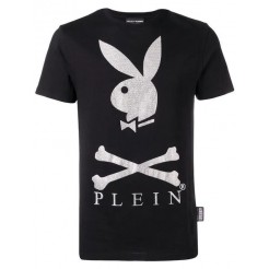 Philipp Plein X Playboy Crystal Logo T-shirt Men 0270 Black/silver Clothing T-shirts