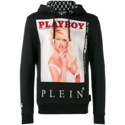 Philipp Plein X Playboy Printed Crystal Hoodie Men 02 Black Clothing Hoodies