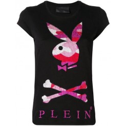 Philipp Plein X Playboy Camouflage Bunny T-shirt Women 02 Black Clothing T-shirts & Jerseys