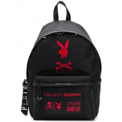 Philipp Plein X Playboy Patchwork Backpack Men 0213 Black Red Bags Backpacks