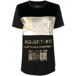 Philipp Plein Project Xyz T-shirt Women 0216 Black / Gold Clothing T-shirts & Jerseys Luxury Fashion Brands