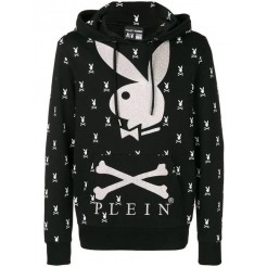 Philipp Plein X Playboy Printed Hoodie Men 0201 Black/white Clothing Hoodies