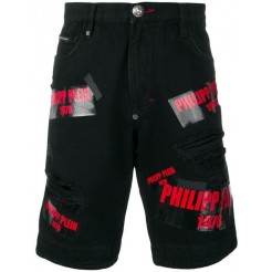 Philipp Plein Multi Logo Denim Shorts Men 02co Coordinate Clothing Official Uk Stockists