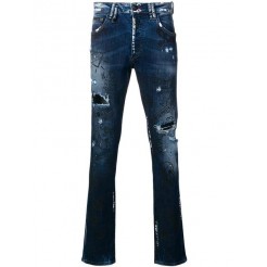 Philipp Plein Embroidered Doodle Pattern Jeans Men 085a 5am Flex Clothing Skinny