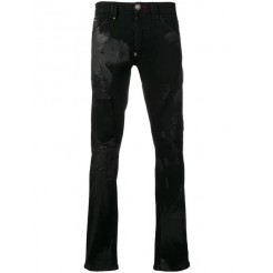 Philipp Plein Palm Print Distressed Jeans Men 02co Coordinate Clothing Slim-fit Outlet Seller