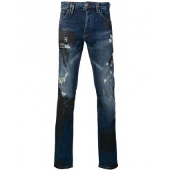 Philipp Plein Palm Print Distressed Jeans Men 07py Psyco Clothing Slim-fit Available To Buy Online