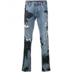 Philipp Plein Palm Tree Print Jeans Men 07wl Wallace Clothing Slim-fit Discount Sale