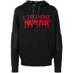 Philipp Plein Hooded Sweatshirt Men 0213 Black / Red Clothing Sweatshirts Great Deals