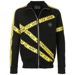 Philipp Plein Lightweight Sports Jacket Men 0209 Black / Yellow Clothing Jackets Excellent Quality