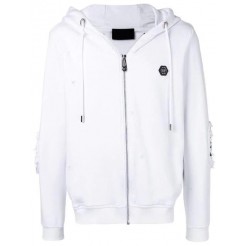 Philipp Plein Logo Plaque Jacket Men 01 White Clothing Cardigans Super Quality