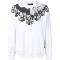 Philipp Plein Skulls Print Sweatshirt Men 01 White Clothing Sweatshirts Genuine