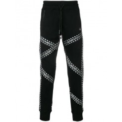 Philipp Plein Caution Track Pants Men 0201 Black / White Clothing Outlet