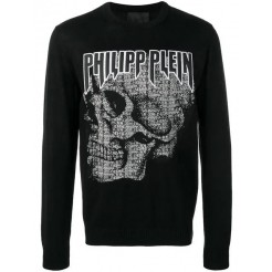 Philipp Plein Skull Intarsia Jumper Men 0201 Black / White Clothing Jumpers Free And Fast Shipping