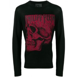 Philipp Plein Skull Intarsia Jumper Men 0213 Black / Red Clothing Jumpers Wide Range