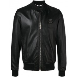 Philipp Plein Logo Plaque Bomber Jacket Men 02 Black Clothing Jackets Classic Fashion Trend