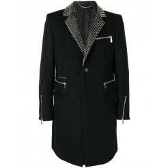 Philipp Plein Star Studded Formal Coat Men 02 Black Clothing Single-breasted Coats Glamorous