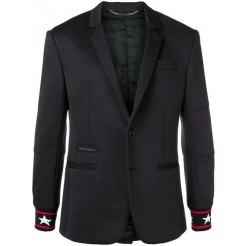 Philipp Plein Star-cuff Fitted Blazer Men 02 Black Clothing Blazers Cheap Sale