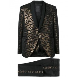 Philipp Plein Jacquard Two-piece Suit Men 02 Black Clothing Formal Suits Sale Uk