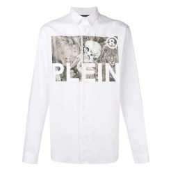 Philipp Plein Logo Printed Shirt Men 01 White Clothing Shirts Official Shop