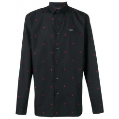 Philipp Plein All-over Print Shirt Men 0213 Black / Red Clothing Shirts Authorized Site