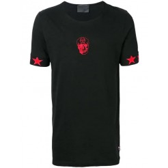 Philipp Plein Embroidered Logo T-shirt Men 0213 Black/red Clothing T-shirts Huge Discount