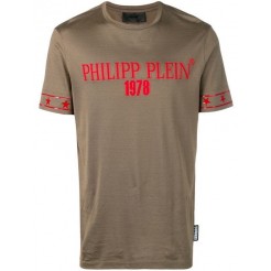 Philipp Plein Logo Print T-shirt Men 65 Military Clothing T-shirts Genuine