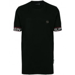 Philipp Plein Logo Cuff T-shirt Men 02 Black Clothing T-shirts Free Shipping