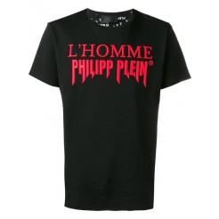 Philipp Plein Red Logo T-shirt Men 0213 Black / Clothing T-shirts Professional Online Store