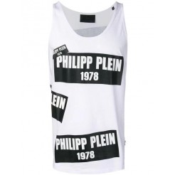 Philipp Plein Logo Print Tank Top Men 01 White Clothing Vests & Tanks Delicate Colors