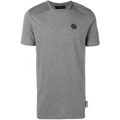 Philipp Plein Logo Patch T-shirt Men 10 Grey Clothing T-shirts Large Discount