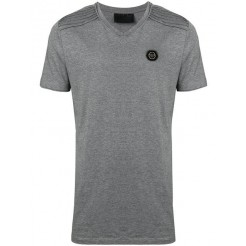 Philipp Plein V-neck T-shirt Men 10 Grey Clothing T-shirts Fast Worldwide Delivery