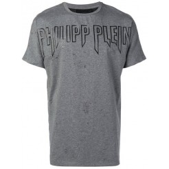 Philipp Plein Logo Printed T-shirt Men 10 Grey Clothing T-shirts Top Brands