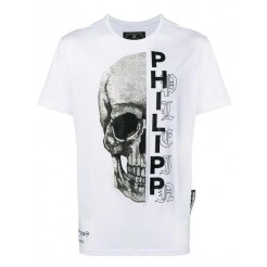 Philipp Plein Skull Logo T-shirt Men 01 White Clothing T-shirts 100% Genuine