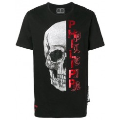 Philipp Plein Embellished Skull T-shirt Men 0213 Black/red Clothing T-shirts Outlet Store Sale