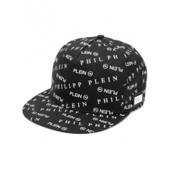 Philipp Plein All Over Logo Baseball Cap Men 02 Black Accessories Hats Authorized Dealers