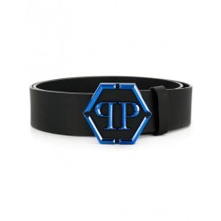 Philipp Plein Logo Plaque Belt Men 0208 Black/blue Accessories Belts Elegant Factory Outlet
