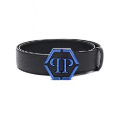 Philipp Plein Logo Plaque Buckle Belt Men 0208 Black/blue Accessories Belts Exclusive
