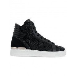Philipp Plein Rhinestone Embellished Hi-top Sneakers Men 02 Black Shoes Hi-tops