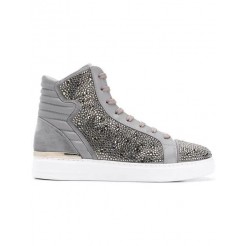 Philipp Plein Crystal Embellished Sneakers Men 10 Grey Shoes Hi-tops Best Prices