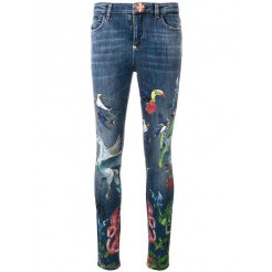 Philipp Plein Printed Slim-fit Jeans Women 14ee Summer Breeze Clothing Straight-leg Best Prices