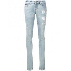 Philipp Plein Printed Logo Jeans Women 07il L.a.livin Clothing Skinny Official Usa Stockists