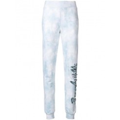 Philipp Plein Beverly Hills Crystal Embellished Track Pants Women 07 Light Blue Clothing