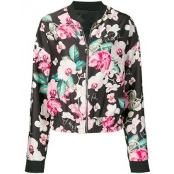 Philipp Plein Floral Print Bomber Jacket Women 02 Black Clothing Jackets Big Discount On Sale