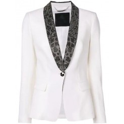 Philipp Plein Single Breasted Blazer Women 01 White Clothing Blazers Usa Official Online Shop