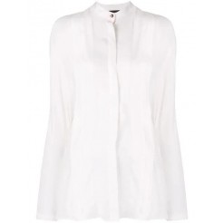Philipp Plein Pleated Long-sleeve Blouse Women 01 White Clothing Blouses Latest Fashion-trends