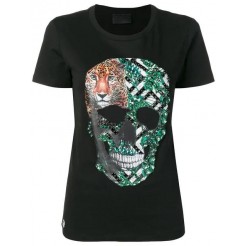 Philipp Plein Embellished Skull T-shirt Women 02 Black Clothing T-shirts & Jerseys Sale Usa Online