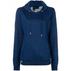 Philipp Plein Logo Hoodie Women 08 Middle Blue Activewear Performance Sweatshirts & Hoodies Genuine
