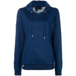 Philipp Plein Logo Hoodie Women 08 Middle Blue Activewear Performance Sweatshirts & Hoodies Genuine