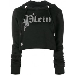 Philipp Plein Gothic Hooded Sweatshirt Women 0260 Black/ Crystal Clothing Hoodies Coupon Codes