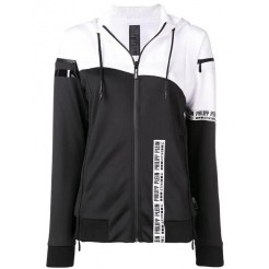 Philipp Plein Striped Hoodie Women 0201 Black / White Activewear Performance Sweatshirts & Hoodies Complete In Specifications